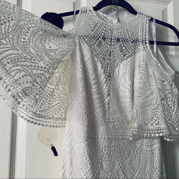 Accept offer 💒  Tadashi Shoji Luz Embroidered Cold Shoulder Gown - Picture 4 of 8